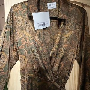 Bond 73 Collar Paisley Maxi wrap around Dress - Size L